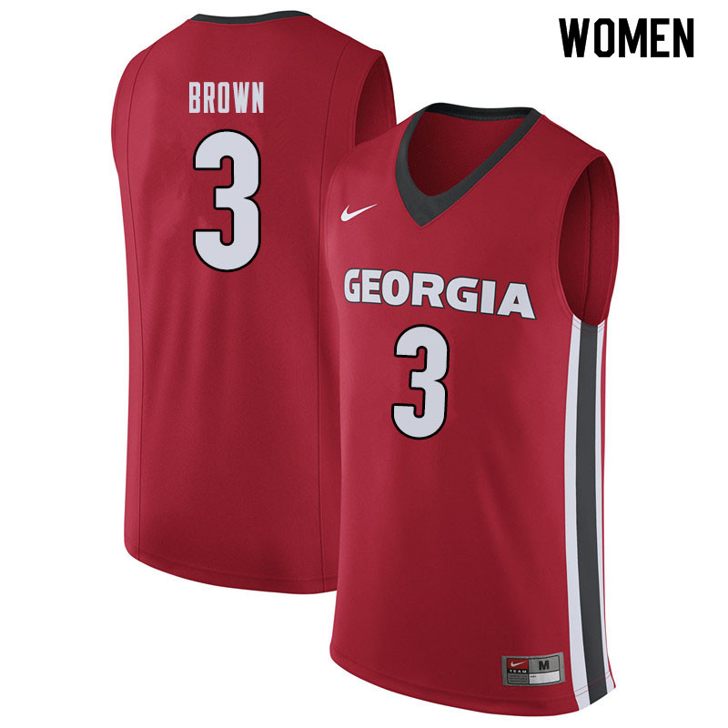 Women #3 Christian Brown Georgina Bulldogs College Basketball Jerseys Sale-Red - Click Image to Close